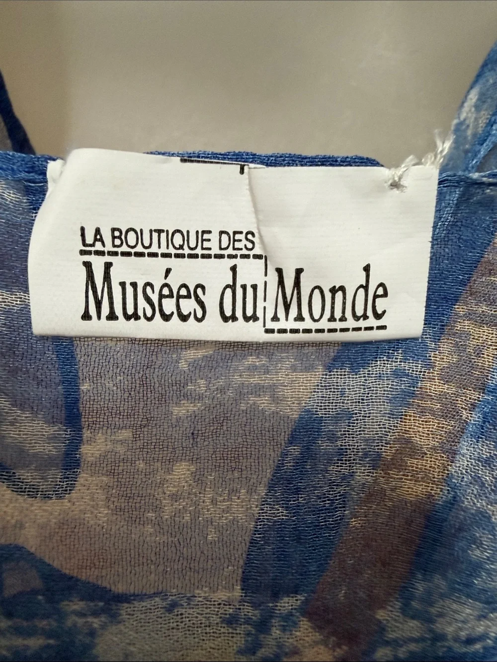 La Boutique des Musées du Monde 100% Silk Art Print Scarf - Blue & yellow